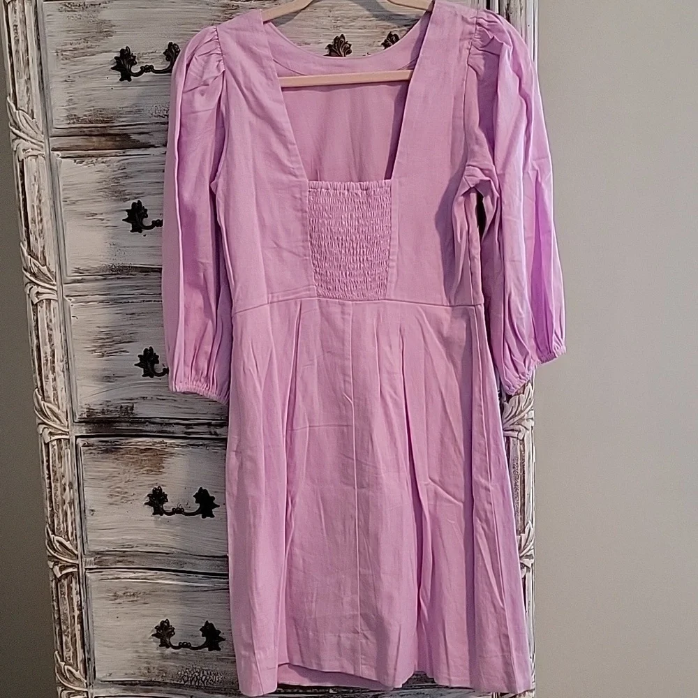 Ann Taylor Lavender Long Sleeve Dress - Picture 2 of 9